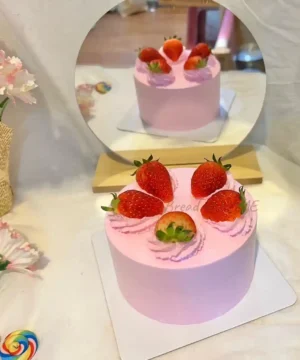 สตอเบอรี่ช็อตเค้กสีชมพู ครึ่งปอนด์