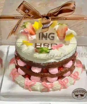 เค้กวันพิเศษสตอเบอรี่ช็อตเค้กมินิมอล 1 ปอนด์