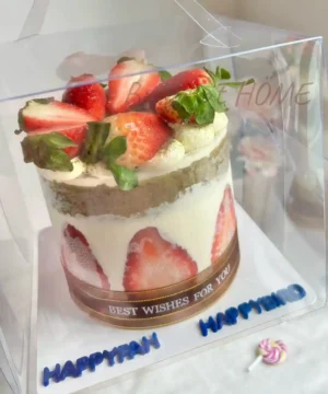 เค้กชาเขียวมัทฉะพรีเมี่ยม ครึ่้งปอนด์ พร้อมกล่องใส