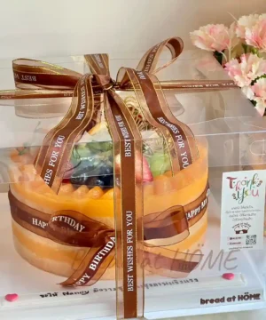 เค้กส้มวันเกิด 3 ปอนด์ พร้อมกล่องใส