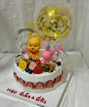 เค้กหมีพูห์สตรอเบอรี่ช็อตเค้ก 1 ปอนด์