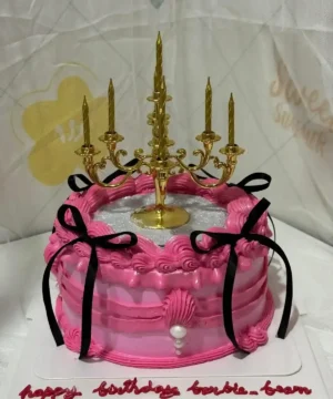 เค้กเชิงเทียนสีชมพู 1 ปอนด์