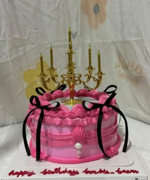 เค้กเชิงเทียนวันเกิดสีชมพู 1p