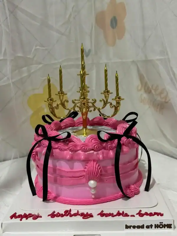 เค้กเชิงเทียนวันเกิดสีชมพู 1p
