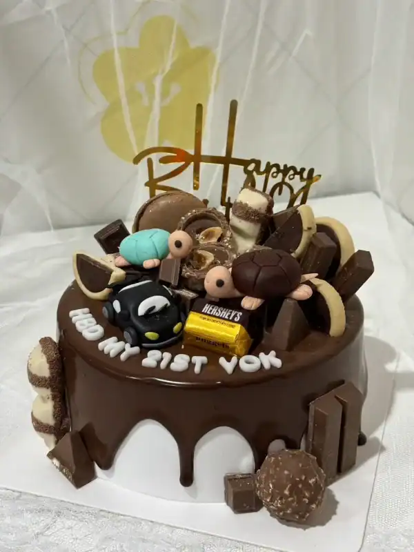 เค้กน้ำตาลปั้นช็อกโกแลตกานาช 1 ปอนด์