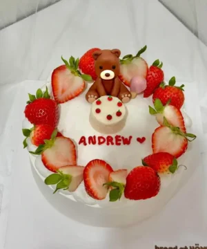 เค้กหมีสตรอเบอร์รีฟองดอง 1 ปอนด์