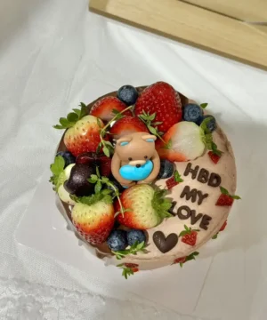 เค้กหมีฟองดองสามมิติวันเกิดครึ่งปอนด์