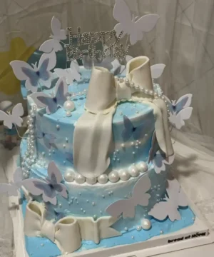 เค้กโบว์ฟองดอง 2 ชั้น 5 pound