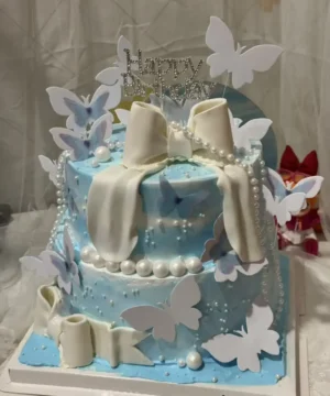 เค้กโบว์ฟองดอง 2 ชั้น 5 ปอนด์