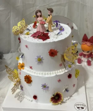 เค้กดอกไม้ 2 ชั้น