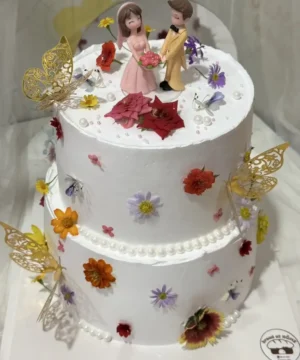 เค้กดอกไม้กินได้ 2 ชั้น