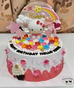 ของหวานวันเกิดเค้กการ์ตูน Hello Kitty สีชมพูสดใสสำหรับเด็กและผู้ใหญ่, เค้กวุ้นเสริมเทคนิคตกแต่งด้วยดอกไม้และดาวสุดน่ารัก, เค้กวันเกิดเซอร์ไพรส์สีสันสดใส สร้างความสุขในทุกโอกาสพิเศษ, เค้กแต่งงานลูกค้าสั่งทำเองตามแบบที่ชอบ สร้างความประทับใจในวันสำคัญ.
