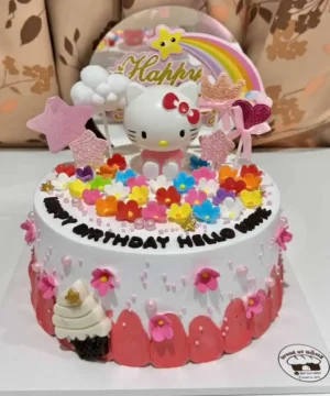 ของหวานวันเกิดเค้กการ์ตูน Hello Kitty สีชมพูสดใสสำหรับเด็กและผู้ใหญ่, เค้กวุ้นเสริมเทคนิคตกแต่งด้วยดอกไม้และดาวสุดน่ารัก, เค้กวันเกิดเซอร์ไพรส์สีสันสดใส สร้างความสุขในทุกโอกาสพิเศษ, เค้กแต่งงานลูกค้าสั่งทำเองตามแบบที่ชอบ สร้างความประทับใจในวันสำคัญ.