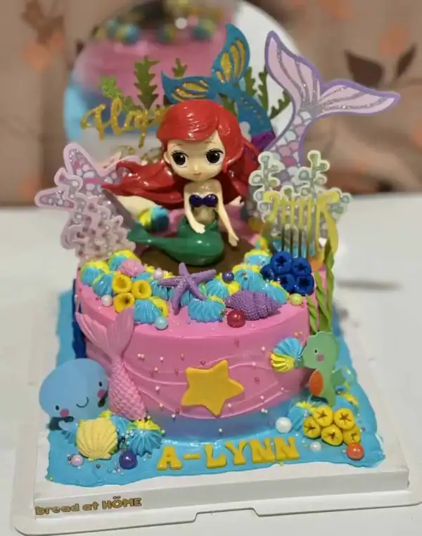เค้กนางเงือกแอเรียลน้อย เค้กในฝันของเด็กผู้หญิง สวยพรีเมียม หวานน้อย - Image 3